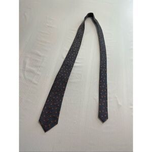 Life After Denim Skinny Blue Orange Floral Tie Necktie